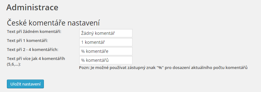 České komentáře - plugin do WordPressu