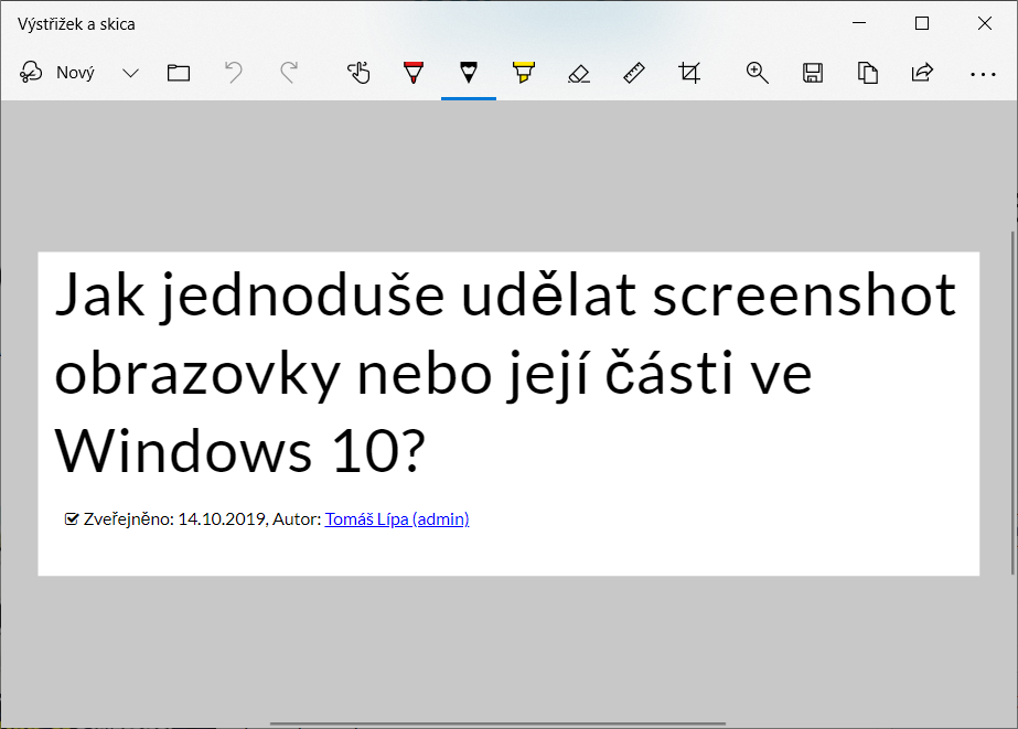 screenshot obrazovky nebo její části ve Windows 10 výstřižek a skica screenshot obrazovky nebo její části ve Windows 10 výstřižek a skica