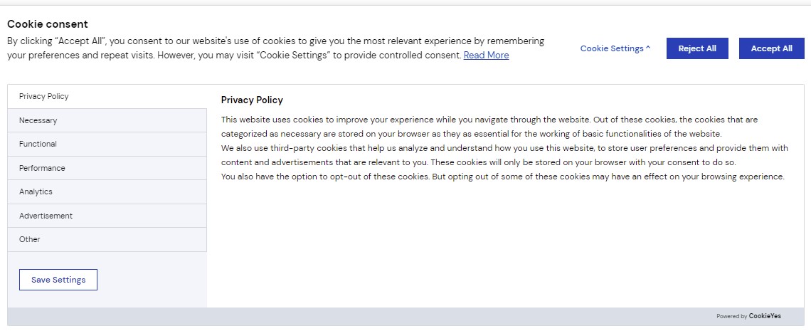 Cookie lista CookieYes nahled