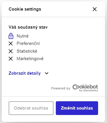 Cookie lista Cookiebot nahled